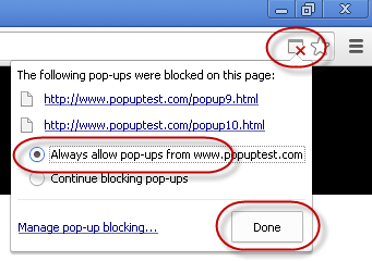 Chrome: Turn Off Pop-Up Blockers