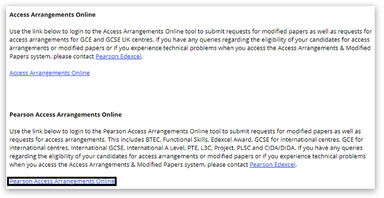 PAAO: Pearson Access Arrangements - Creating an Application