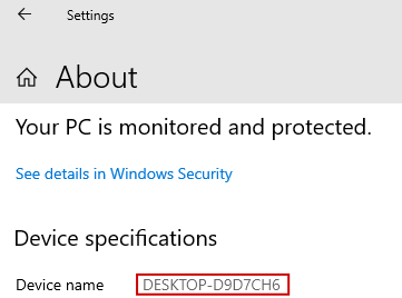 Settings Device name