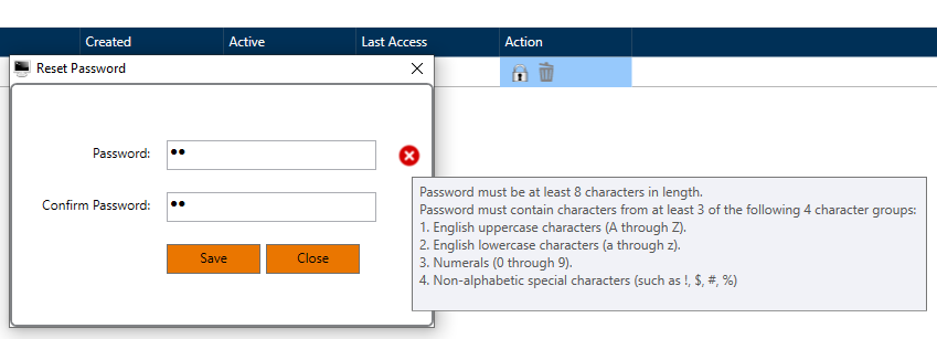 Password error