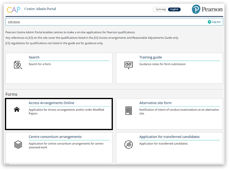 PAAO Pearson Access Arrangements Finding an Application / Viewing