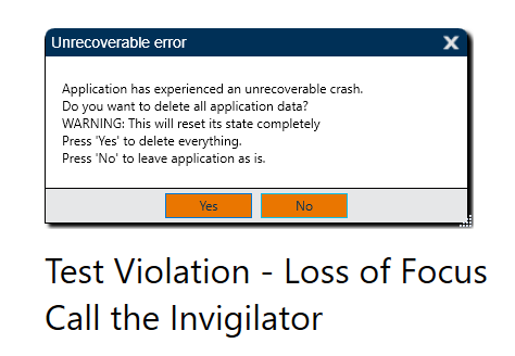 Test Player states that 'Application has experienced an unrecoverable crash'