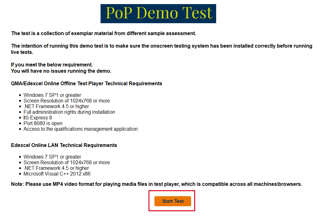 Start Test