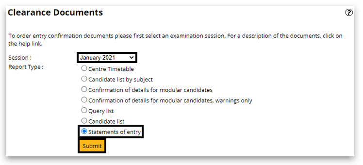 Entry Confirmation Reports