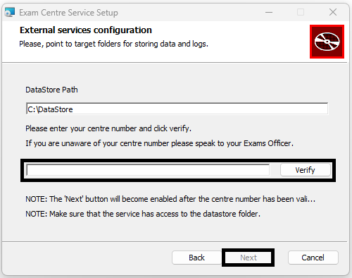 Setup Wizard screen 3