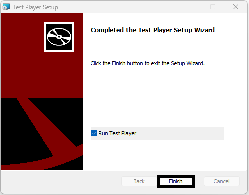 Test Player Setup Wizard screen 2