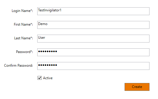 Invigilator creation screen