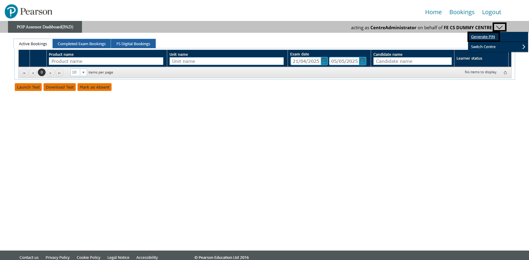 PAD generate PIN option
