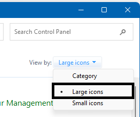 Control Panel view by dropdown