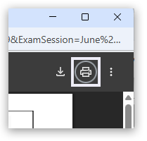 Statement of Entry document with printer option at top of page