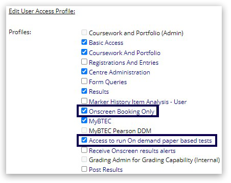 Edit User Access Profile