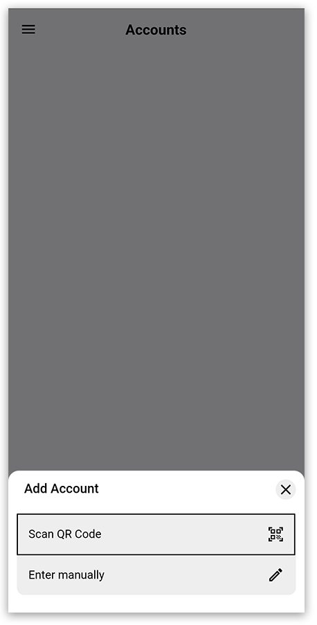 Pearson Authenticator app menu showing Scan QR Code option