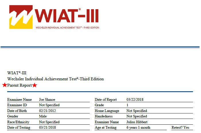 Wiat 3 Sample Report